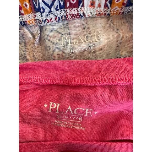 Children’s Place 2pc Outfit Girls Pink Tie Front Top with Floral Striped Shorts - Picture 2 of 8